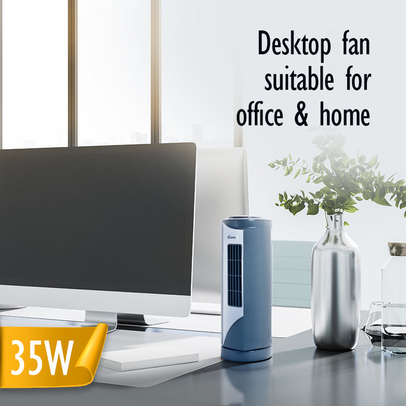 10" Tower Fan – Desk Fan, Oscillation, Portable, Compact, Energy-saving, Thermal protection, 3-Speed, grey, PPTF10