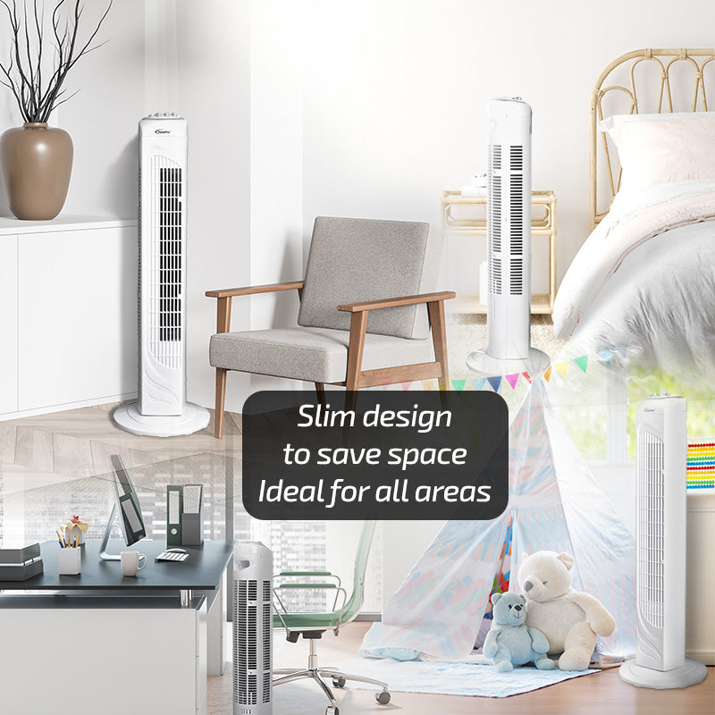 29" Tower Fan – Oscillation, Timer, Portable, Energy-efficient, Thermal protection, 3-Speed, white, PPTF290