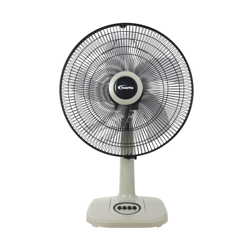 16"  Desk Fan – 5-Blades, High Velocity, Adjustable Tilt, Oscillation, Sturdy, Overheat Protection, 4-Speed, white, PPTF626