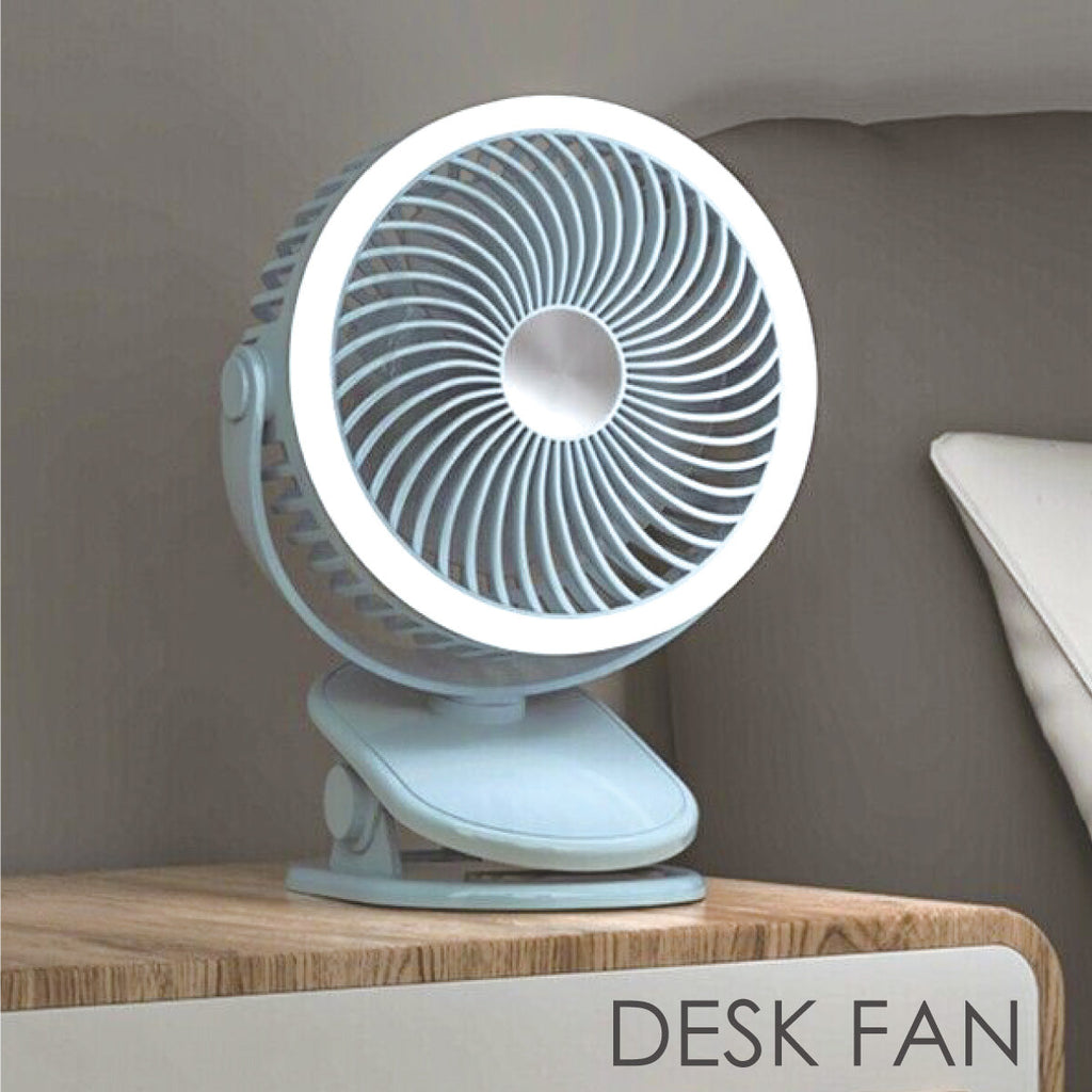 3" Clip/Table Fan – USB, Rechargeable, Portable Wireless, 360° Adjustable Tilt, LED lights, Compact, 3-Speed, black, PPUF226