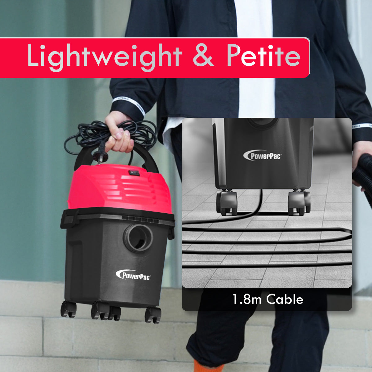 Wet & Dry Vacuum Cleaner, Bagless Vacuum Cleaner, Powerful Vacuum Cleaner 19KPa Suction (PPV1255)