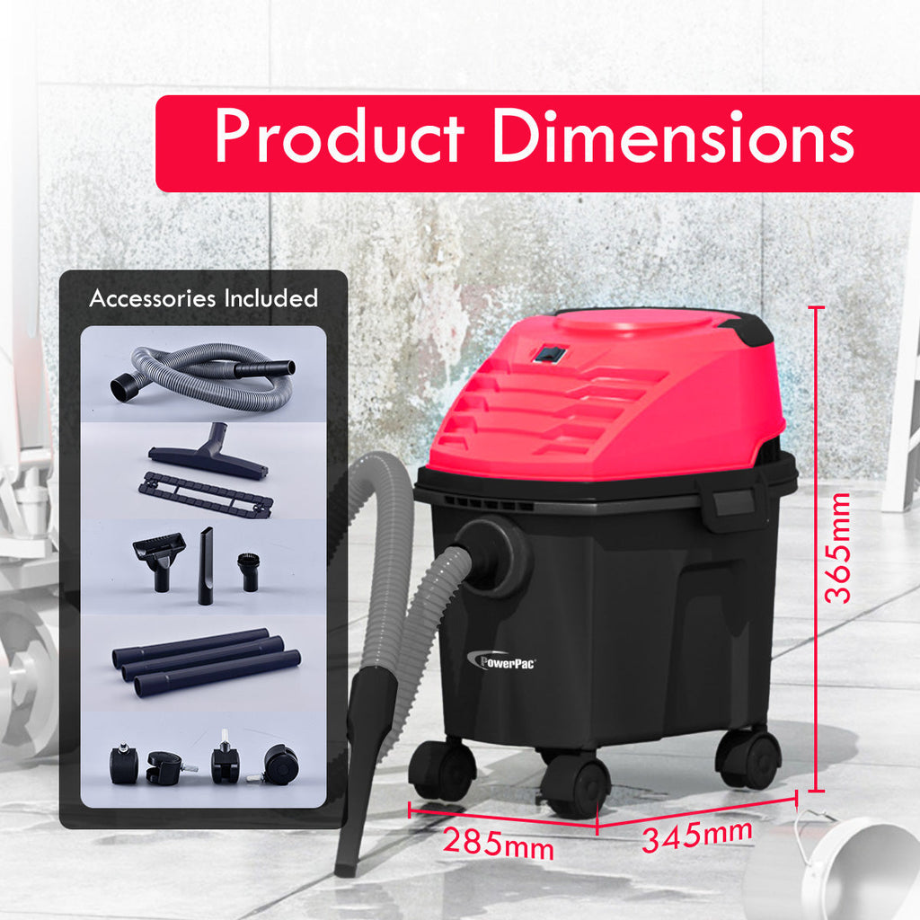 Wet & Dry Vacuum Cleaner, Bagless Vacuum Cleaner, Powerful Vacuum Cleaner 19KPa Suction (PPV1255)