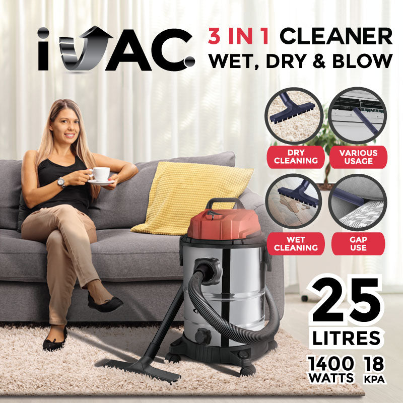 Wet & Dry Vacuum Cleaner, Vacuum Cleaner with Blower, Bagless Vacuum Cleaner With HEPA Filter 18KPa Suction (PPV2500)
