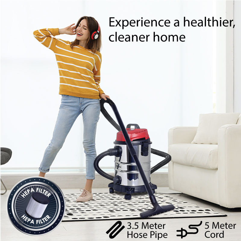 Wet & Dry Vacuum Cleaner, Vacuum Cleaner with Blower, Bagless Vacuum Cleaner With HEPA Filter 18KPa Suction (PPV2500)