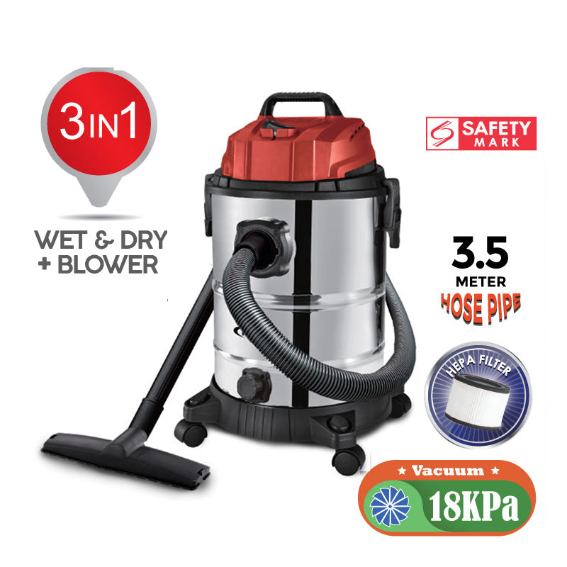 Wet & Dry Vacuum Cleaner, Vacuum Cleaner with Blower, Bagless Vacuum Cleaner With HEPA Filter 18KPa Suction (PPV2500)