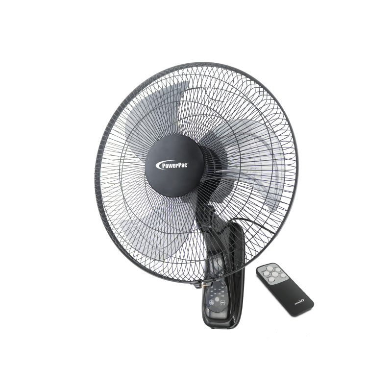 16" Wall Fan – Remote Control, Adjustable Tilt, Wide Oscillation, Safe & Easy Installation, Thermal Protection, 3-Speed, black, PPWF40R
