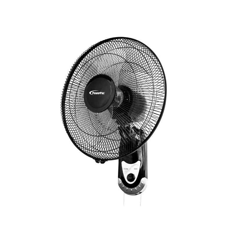 16" Wall Fan – Adjustable Tilt, Wide Oscillation, Safe & Easy Installation, Thermal Protection, 3-Speed, black, PPWF40