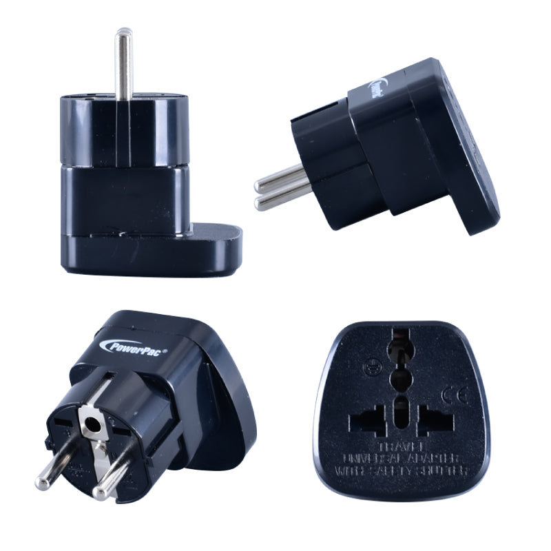 Multi Adapter with 2-Round-Pin European Plug – Multi Sockets, Travel Adapter, PT11BK