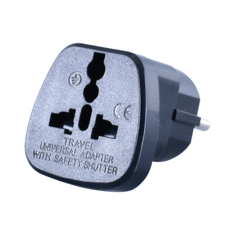Multi Adapter with 2-Round-Pin European Plug – Multi Sockets, Travel Adapter, PT11BK