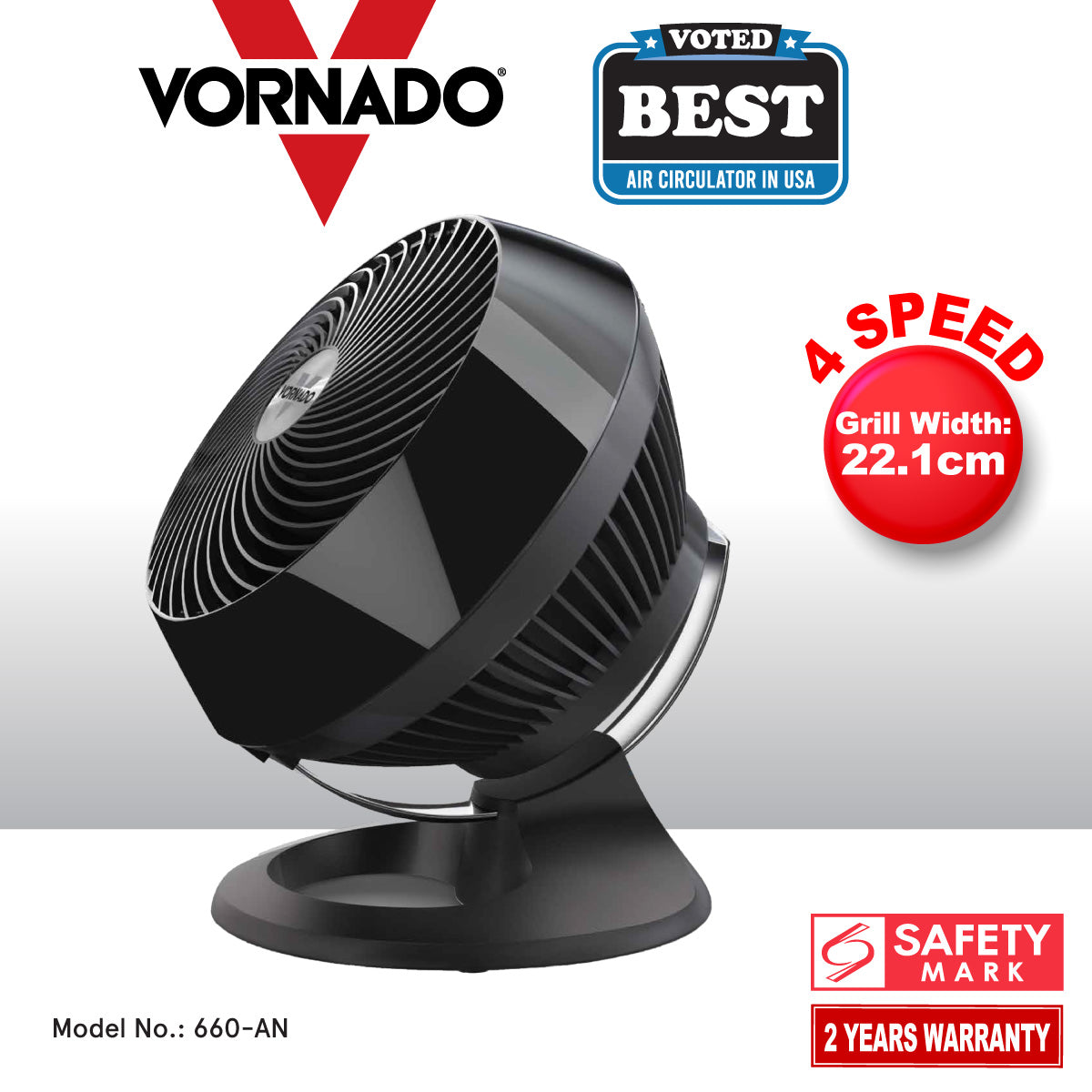 Vornado Energy Smart™ Air Circulator, Desk Fan, Portable Fan, Whole Room Air Circulator, 4 Speed (660-AN)