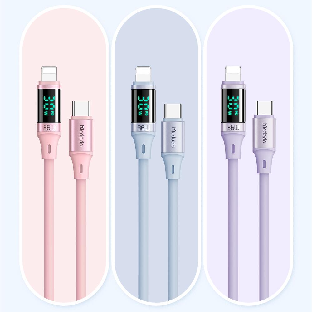Mcdodo Digital HD Silicone USB-C to Lightning 36W Cable (1.2/1.8m)