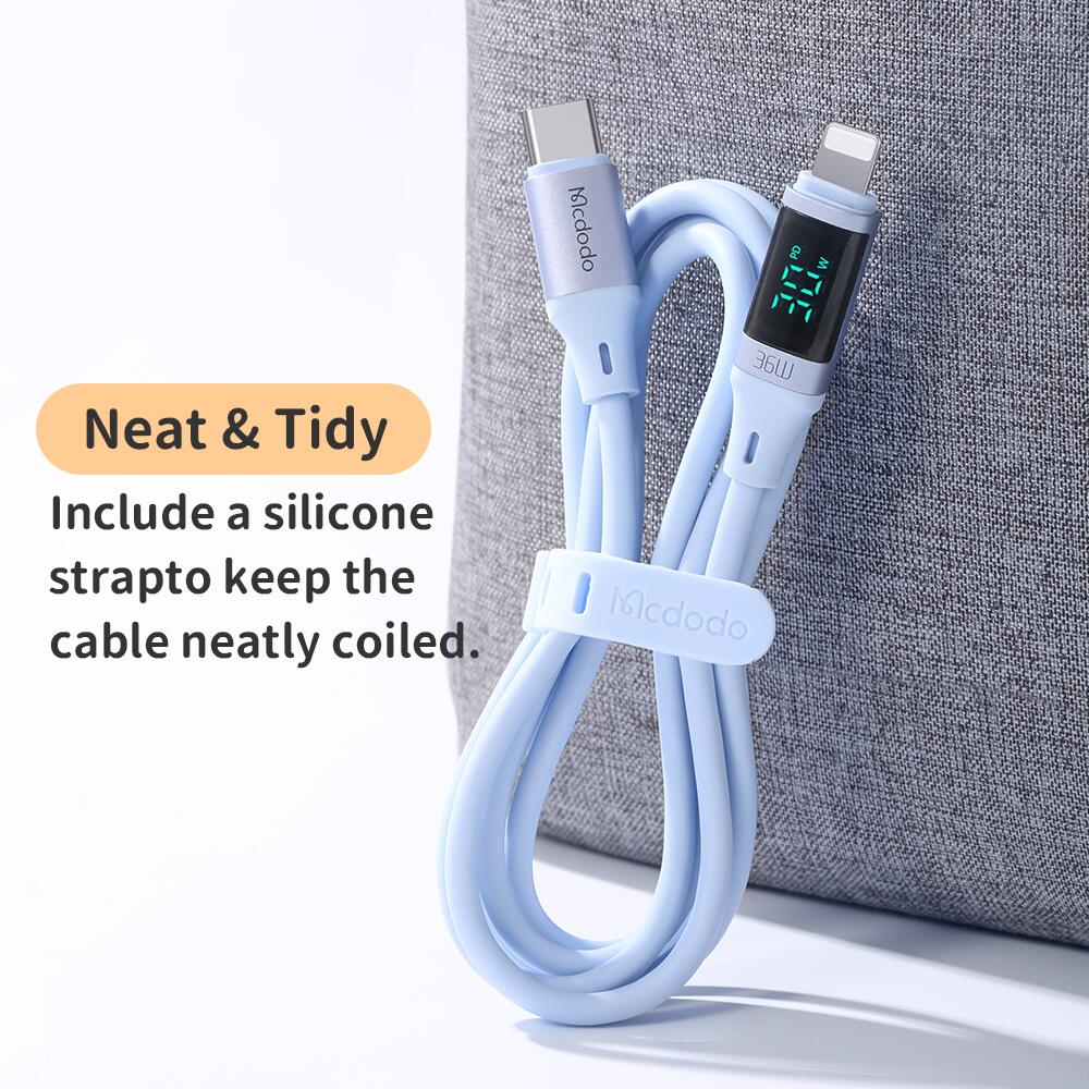 Mcdodo Digital HD Silicone USB-C to Lightning 36W Cable (1.2/1.8m)