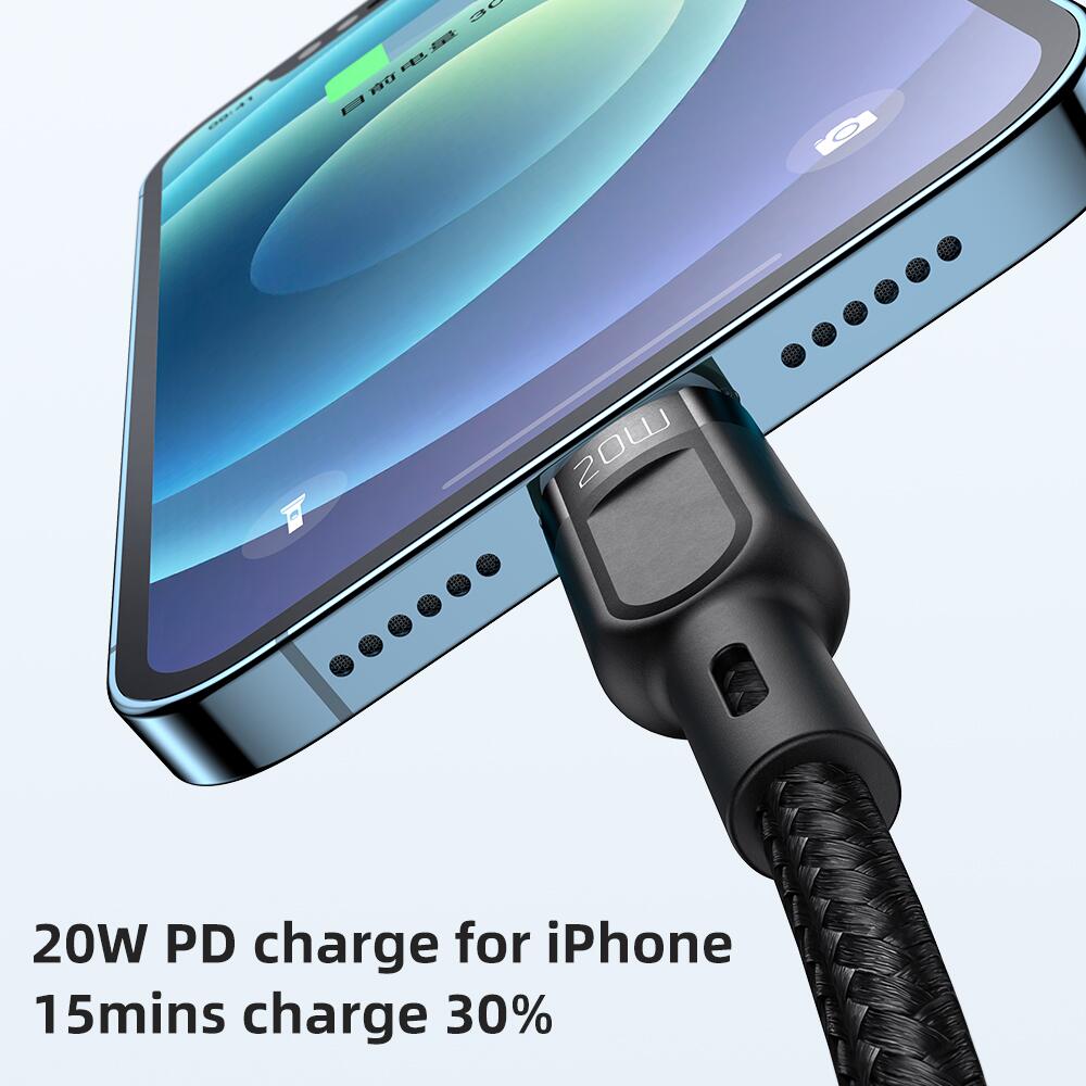 2 in 1 100W USB-C to Type-C and Lightning Cable with LED 1.2m