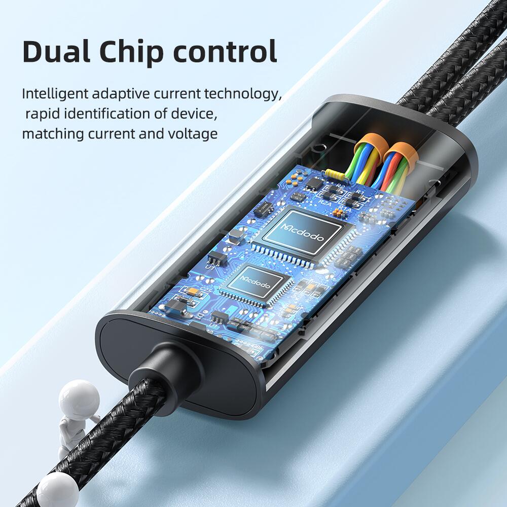 2 in 1 100W USB-C to Type-C and Lightning Cable with LED 1.2m