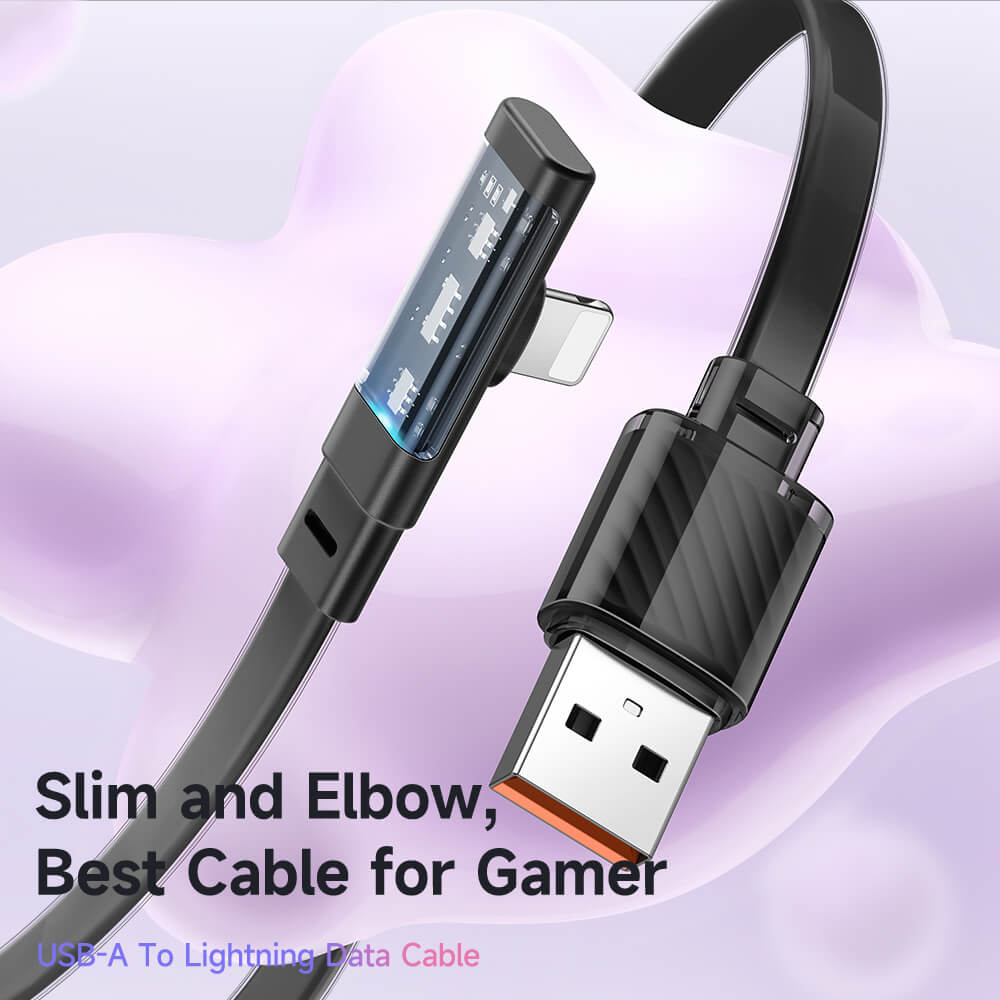 Mcdodo Dichromatic Lightning 90 Degree Data Cable with LED (1.2/1.8M)