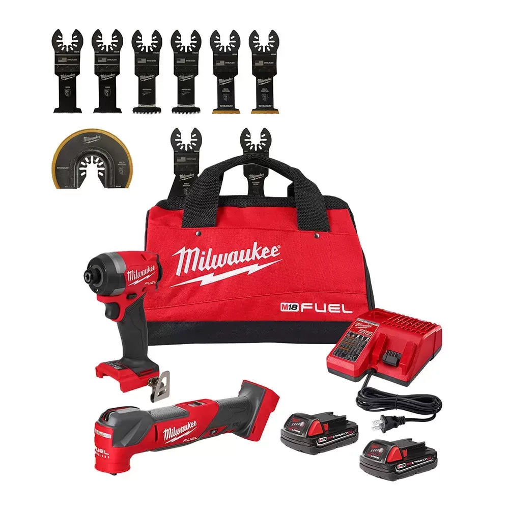 Milwaukee Pre-Sale Pre-Sale 2953-22MTB M18 FUEL 18V 1/4 Driver / Multi-Tool Kit w/ 9 PC Blade Kit