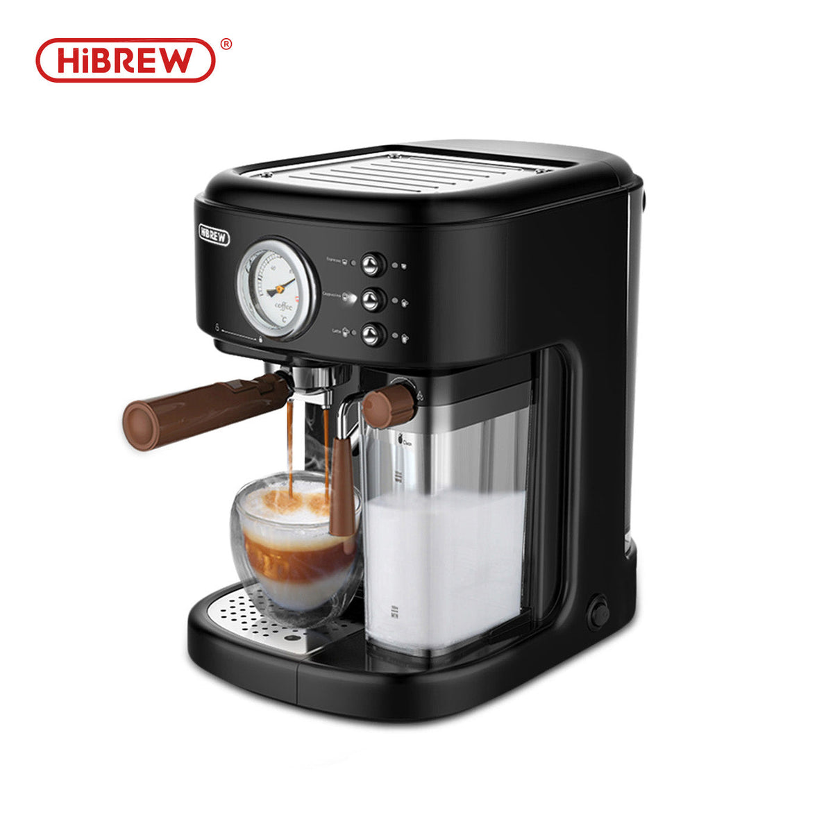 HiBREW Fully Automatic Espresso Cappuccino Latte 19Bar 3 in 1 Coffee Machine Automatic hot milk froth ESE pod&Ground Coffee H8A